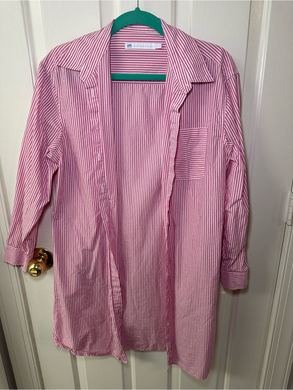 Pink & White Striped Button-Down Dress
